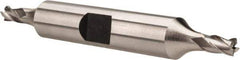 Hertel - 5/32", 15/64" LOC, 3/8" Shank Diam, 2-3/4" OAL, 4 Flute, High Speed Steel Square End Mill - Double End, Uncoated, Spiral Flute, 30° Helix, Right Hand Cut, Right Hand Flute - Exact Tool & Supply
