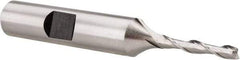 Hertel - 1/8", 3/4" LOC, 3/8" Shank Diam, 2-5/8" OAL, 2 Flute, Cobalt Square End Mill - Single End, Uncoated, Spiral Flute, 30° Helix, Centercutting, Right Hand Cut, Right Hand Flute - Exact Tool & Supply