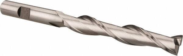 Hertel - 7/16", 2-3/4" LOC, 3/8" Shank Diam, 4-3/4" OAL, 2 Flute, Cobalt Square End Mill - Single End, Uncoated, Spiral Flute, 30° Helix, Centercutting, Right Hand Cut, Right Hand Flute - Exact Tool & Supply