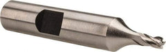 Hertel - 1/8", 3/16" LOC, 3/8" Shank Diam, 2-1/8" OAL, 4 Flute, Cobalt Square End Mill - Single End, Uncoated, Spiral Flute, 30° Helix, Centercutting, Right Hand Cut, Right Hand Flute - Exact Tool & Supply