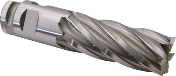 Hertel - 2", 5" LOC, 2" Shank Diam, 8-3/4" OAL, 6 Flute, Cobalt Square End Mill - Single End, Uncoated, Spiral Flute, 30° Helix, Centercutting, Right Hand Cut, Right Hand Flute - Exact Tool & Supply