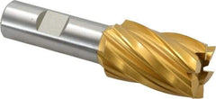 Hertel - 1-1/8", 1-3/4" LOC, 3/4" Shank Diam, 4" OAL, 6 Flute, High Speed Steel Square End Mill - Single End, TiN Finish, Spiral Flute, 30° Helix, Right Hand Cut, Right Hand Flute - Exact Tool & Supply