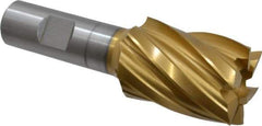 Hertel - 1-1/4", 1-3/4" LOC, 3/4" Shank Diam, 4" OAL, 6 Flute, High Speed Steel Square End Mill - Single End, TiN Finish, Spiral Flute, 30° Helix, Right Hand Cut, Right Hand Flute - Exact Tool & Supply