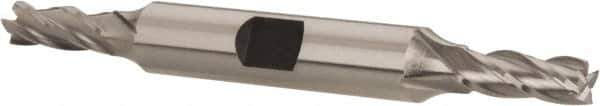 Hertel - 15/64", 5/8" LOC, 3/8" Shank Diam, 3-3/8" OAL, 4 Flute, Cobalt Square End Mill - Double End, Uncoated, Spiral Flute, 30° Helix, Centercutting, Right Hand Cut, Right Hand Flute - Exact Tool & Supply