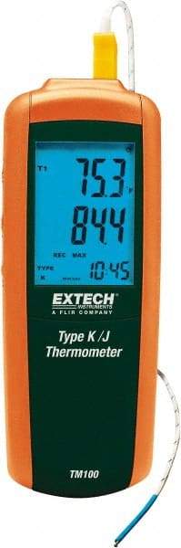 Extech - -328 to 2,501°F Digital Thermometer - LCD Display, K, J Thermocouple Sensor, 9V Battery Power - Exact Tool & Supply