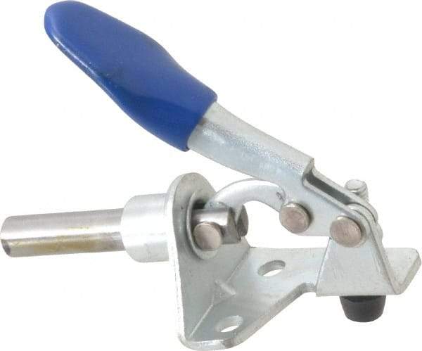 Gibraltar - 100 Lb Load Capacity, Flanged Base, Carbon Steel, Standard Straight Line Action Clamp - 3 Mounting Holes, 0.18" Mounting Hole Diam, 1/4" Plunger Diam, Thumb Handle - Exact Tool & Supply