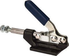 Gibraltar - 600 Lb Load Capacity, Flanged Base, Carbon Steel, Standard Straight Line Action Clamp - 0.22" Mounting Hole Diam, 0.43" Plunger Diam, Straight Handle - Exact Tool & Supply