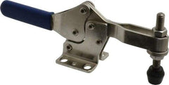 Gibraltar - 600 Lb Holding Capacity, Horizontal Handle, Manual Hold Down Toggle Clamp - 56° Handle Movement, 91° Bar Opening, U-Bar, Flanged Base, Electro-Plated Zinc, Stainless Steel - Exact Tool & Supply
