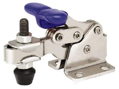 Gibraltar - 750 Lb Holding Capacity, Horizontal Handle, Manual Hold Down Toggle Clamp - 168° Handle Movement, 90° Bar Opening, U-Bar, Flanged Base, Electro-Plated Zinc, Stainless Steel - Exact Tool & Supply
