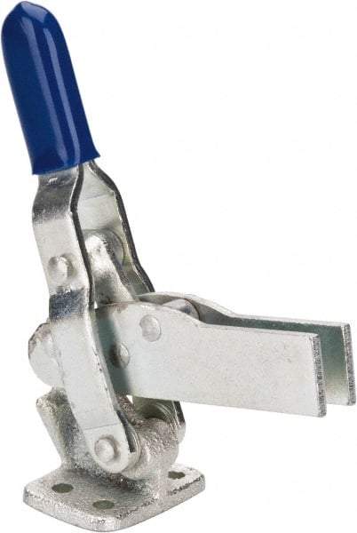 Gibraltar - 600 Lb Holding Capacity, Vertical Handle, Manual Hold Down Toggle Clamp - 85° Handle Movement, 71° Bar Opening, U-Bar, Flanged Base, Carbon Steel - Exact Tool & Supply