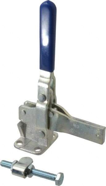 Gibraltar - 1,400 Lb Holding Capacity, Vertical Handle, Manual Hold Down Toggle Clamp - 66° Handle Movement, 78° Bar Opening, Solid Bar, Flanged Base, Electro-Plated Zinc, Carbon Steel - Exact Tool & Supply
