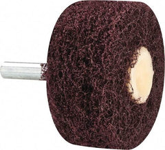 Merit Abrasives - 2" Diam, Medium Mounted Scrubber Buffing Wheel - 3 Ply, Medium Grade, 1/4" Shank Diam, 12,000 RPM - Exact Tool & Supply
