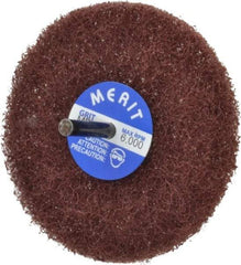 Merit Abrasives - 4" Diam, Medium Mounted Scrubber Buffing Wheel - 1 Ply, Medium Grade, 1/4" Shank Diam, 6,000 RPM - Exact Tool & Supply