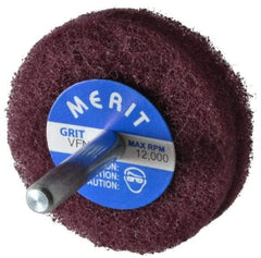 Merit Abrasives - 2" Diam, Medium Mounted Scrubber Buffing Wheel - 2 Ply, Very Fine Grade, 1/4" Shank Diam, 12,000 RPM - Exact Tool & Supply