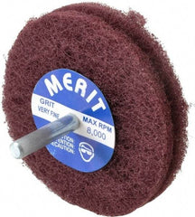 Merit Abrasives - 3" Diam, Medium Mounted Scrubber Buffing Wheel - 2 Ply, Very Fine Grade, 1/4" Shank Diam, 8,000 RPM - Exact Tool & Supply