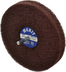 Merit Abrasives - 5" Diam, Medium Mounted Scrubber Buffing Wheel - 2 Ply, Very Fine Grade, 1/4" Shank Diam, 4,000 RPM - Exact Tool & Supply