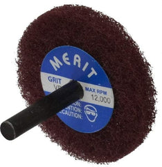 Merit Abrasives - 2" Diam, Medium Mounted Scrubber Buffing Wheel - 1 Ply, Very Fine Grade, 1/4" Shank Diam, 12,000 RPM - Exact Tool & Supply