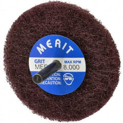 Merit Abrasives - 3" Diam, Medium Mounted Scrubber Buffing Wheel - 1 Ply, Medium Grade, 1/4" Shank Diam, 8,000 RPM - Exact Tool & Supply