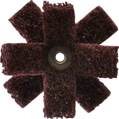 Merit Abrasives - 3" Diam Medium Density Cross Buff - 2 Plys, 1/4-20 Thread, Medium Grade, 8,000 Max RPM - Exact Tool & Supply