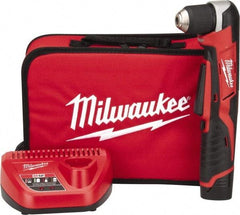 Milwaukee Tool - 12 Volt 3/8" Chuck Right Angle Handle Cordless Drill - 0-800 RPM, Keyless Chuck, Reversible, 1 Lithium-Ion Battery Included - Exact Tool & Supply
