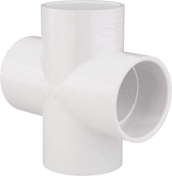 Value Collection - 3" PVC Plastic Pipe Cross - Schedule 40, All Slip End Connections - Exact Tool & Supply