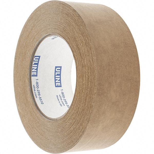 Made in USA - 2" x 60 Yd Tan Rubber Adhesive Sealing Tape - Paper Backing, 7 mil Thick - Exact Tool & Supply