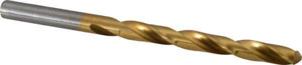 Hertel - Letter K 118° High Speed Steel Jobber Drill - TiN Finish, Right Hand Cut, Spiral Flute, Straight Shank, 4-1/4" OAL, Standard Point - Exact Tool & Supply