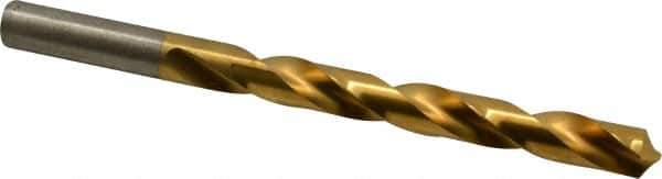 Hertel - Letter W 118° High Speed Steel Jobber Drill - TiN Finish, Right Hand Cut, Spiral Flute, Straight Shank, 5-1/8" OAL, Standard Point - Exact Tool & Supply