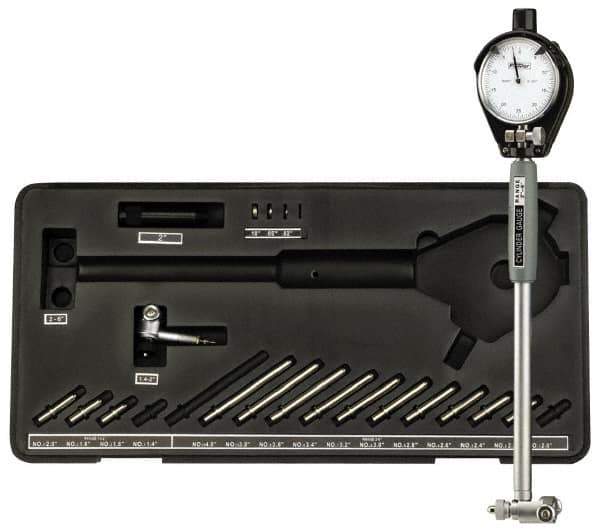 Fowler - 16 Anvil, 35 to 160mm Dial Bore Gage - 0.01mm Graduation, 225mm Gage Depth, Carbide Anvil - Exact Tool & Supply