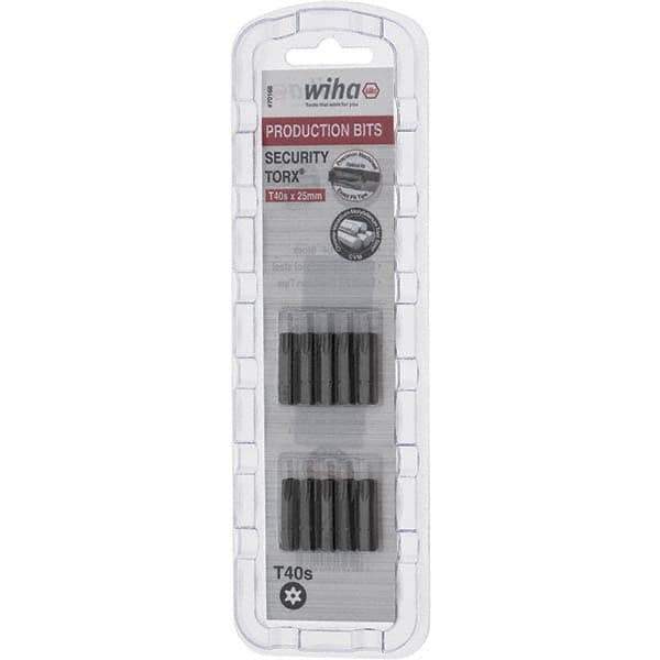 Wiha - 1/4" Drive T40 Tamperproof Torx Screwdriver Bit - 1" OAL, Tamper Resistant Bit - Exact Tool & Supply