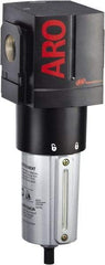 ARO/Ingersoll-Rand - 3/4" Port, 9.925" High x 3.858" Wide Heavy Duty Filter with Metal Bowl, Manual Drain - 288 SCFM, 250 Max psi, 175°F Max Temp, Sight Glass Included, Modular Connection, 5.3 oz Bowl Capacity - Exact Tool & Supply