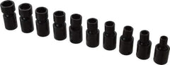 Proto - 10 Piece 3/8" Drive Standard Impact Socket Set - 6 Points, 8 to 17mm, Metric Measurement Standard - Exact Tool & Supply