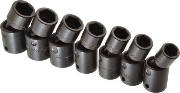 Proto - 7 Piece 1/2" Drive Standard Impact Socket Set - 6 Points, 13 to 19mm, Metric Measurement Standard - Exact Tool & Supply