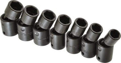 Proto - 7 Piece 1/2" Drive Standard Impact Socket Set - 6 Points, 13 to 19mm, Metric Measurement Standard - Exact Tool & Supply