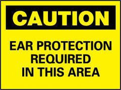 NMC - "Caution - Ear Protection Required in This Area", 10" Long x 14" Wide, Fiberglass Safety Sign - Rectangle, 0.095" Thick, Use for Accident Prevention - Exact Tool & Supply