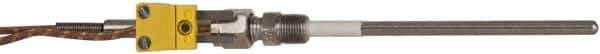 Thermo Electric - 0 to 2012°F, K Pipe Fitting, Thermocouple Probe - 6 Ft. Cable Length, Mini Connector, 9 Sec Response Time - Exact Tool & Supply