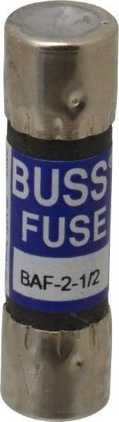 Cooper Bussmann - 250 VAC, 2.5 Amp, Fast-Acting General Purpose Fuse - Fuse Holder Mount, 1-1/2" OAL, 10 at 125 V kA Rating, 13/32" Diam - Exact Tool & Supply