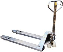Vestil - 5,500 Lb Capacity, 7-3/4" Lift Stainless Steel Pallet Truck - 2-7/8" Min Lift Height, 48" Fork Length x 27" Fork Width, 27" Overall Width - Exact Tool & Supply