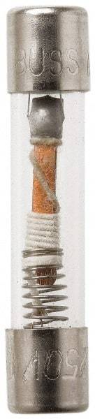 Cooper Bussmann - 250 VAC, 32 VDC, 0.38 Amp, Time Delay Miniature Glass Fuse - 1-1/4" OAL, 1/4" Diam - Exact Tool & Supply
