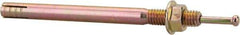 Wej-It - 3/8" Diam, 3/8" Drill, 4-3/4" OAL, 1-1/2" Min Embedment Hammer Drive Concrete Anchor - Grade 5 Iron (Pin)/Steel (Body), Zinc Yellow Dichromate Finish, Hex Nut Head, Hex Drive - Exact Tool & Supply