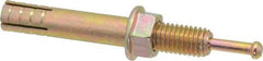 Wej-It - 1/2" Diam, 1/2" Drill, 3-1/2" OAL, 2-1/4" Min Embedment Hammer Drive Concrete Anchor - Grade 5 Iron (Pin)/Steel (Body), Zinc Yellow Dichromate Finish, Hex Nut Head, Hex Drive - Exact Tool & Supply