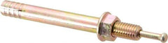 Wej-It - 1/2" Diam, 1/2" Drill, 4-3/4" OAL, 3" Min Embedment Hammer Drive Concrete Anchor - Grade 5 Iron (Pin)/Steel (Body), Zinc Yellow Dichromate Finish, Hex Nut Head, Hex Drive - Exact Tool & Supply