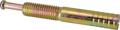Wej-It - 5/8" Diam, 5/8" Drill, 4" OAL, 3-1/2" Min Embedment Hammer Drive Concrete Anchor - Grade 5 Iron (Pin)/Steel (Body), Zinc Yellow Dichromate Finish, Hex Nut Head, Hex Drive - Exact Tool & Supply