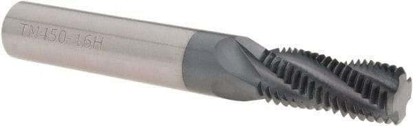 Scientific Cutting Tools - 9/16-16 UN, 0.45" Cutting Diam, 4 Flute, Solid Carbide Helical Flute Thread Mill - Internal/External Thread, 1.088" LOC, 3-1/2" OAL, 1/2" Shank Diam - Exact Tool & Supply