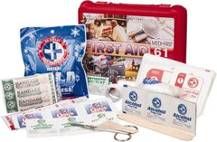 Medique - 61 Piece, Multipurpose/Auto/Travel First Aid Kit - 8" Wide x 2-1/2" Deep x 6" High, Plastic Case - Exact Tool & Supply