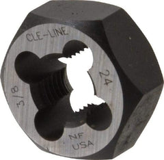 Cle-Line - 3/8-24 UNF Thread, 25/32" Hex, Hex Rethreading Die - Carbon Steel, 3/8" Thick, Series 0650 - Exact Tool & Supply