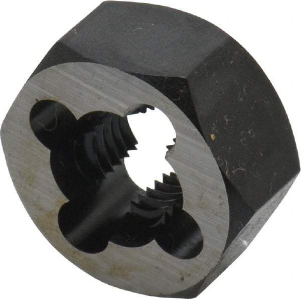 Cle-Line - 7/16-20 UNF Thread, 7/8" Hex, Hex Rethreading Die - Carbon Steel, 7/16" Thick, Series 0650 - Exact Tool & Supply