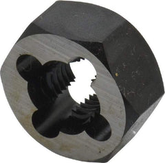 Cle-Line - 7/16-20 UNF Thread, 7/8" Hex, Hex Rethreading Die - Carbon Steel, 7/16" Thick, Series 0650 - Exact Tool & Supply