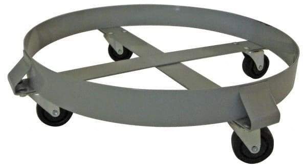 PRO-SOURCE - 1,000 Lb Load Capacity, 30 Gal Drum Dolly - 6-1/2" High, 4 Wheels - Exact Tool & Supply