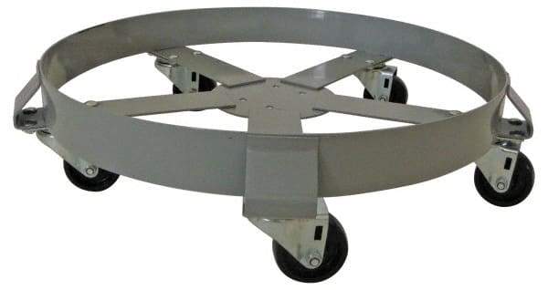 PRO-SOURCE - 1,400 Lb Load Capacity, 55 Gal Drum Dolly - 6-1/2" High, 5 Wheels - Exact Tool & Supply